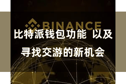 比特派钱包功能  以及寻找交游的新机会